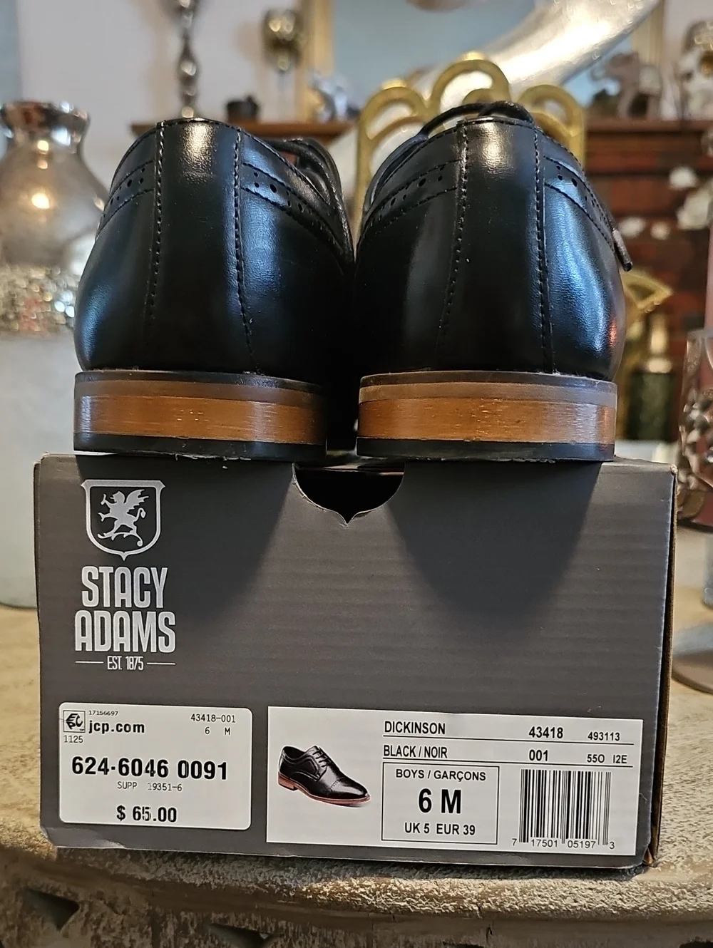 Stacy Adams Black Leather Oxford Dress Shoes